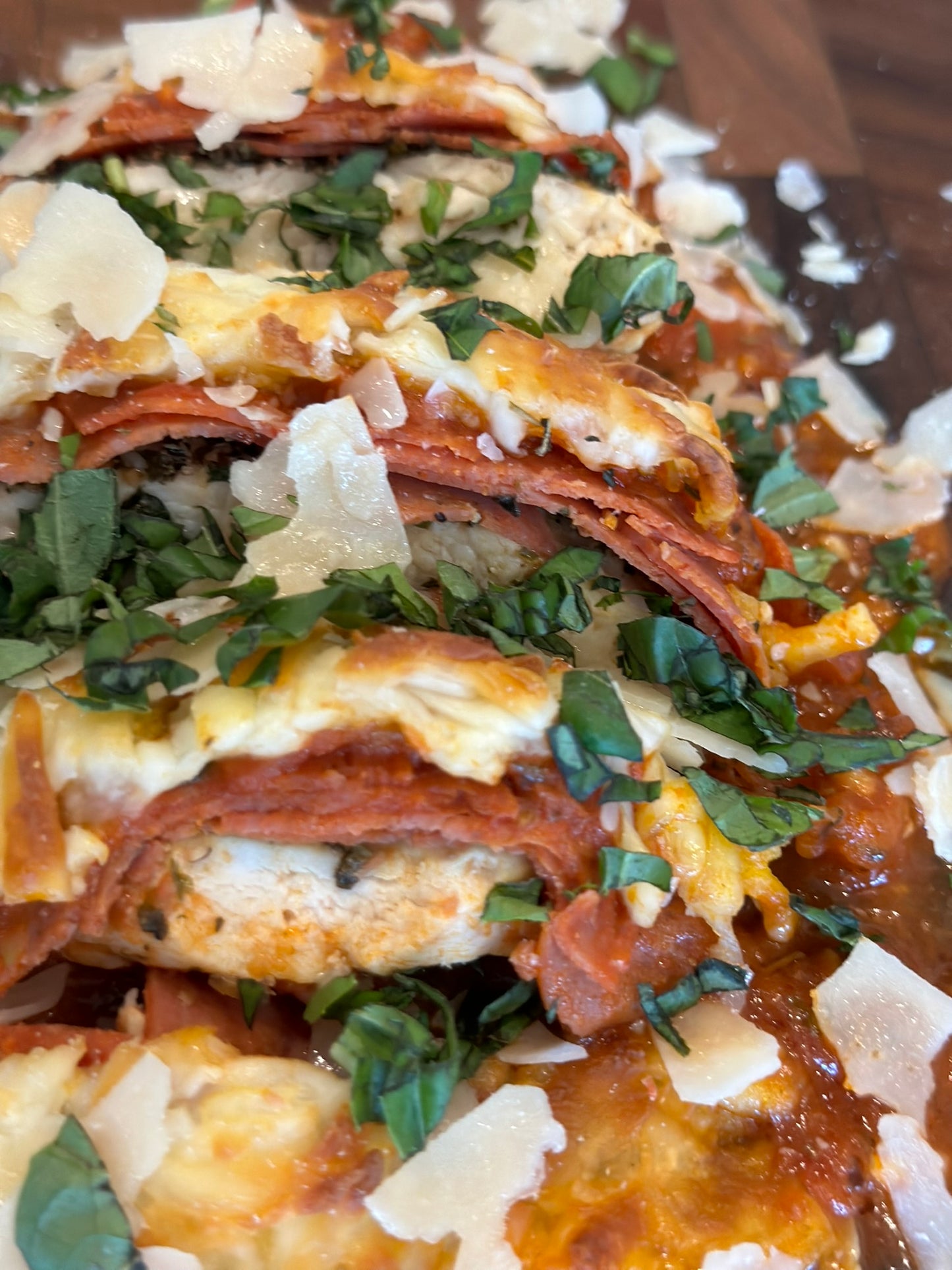 Chicken Pizza Roll Up with side salad